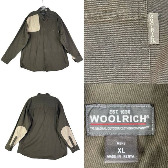 Woolrich Other - Woolrich Shirt Mens Size XL LS Button Down Hunting Shooting Heavy Canvas Green